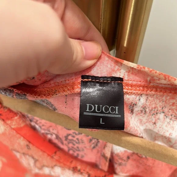 EUC: Watermelon abstract paint splatter design Ducci Tunic Large shirt sleeve - Picture 6 of 8